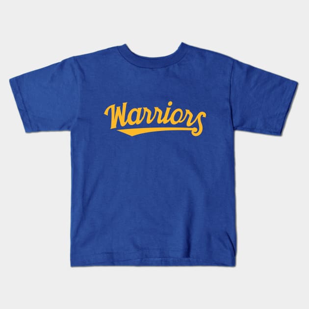 Warriors (yellow swooping text) Kids T-Shirt by tropicalteesshop